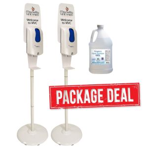 Personalize Elite Series Touchless White Stand Hand Sanitizer Dispenser and Kingdom Hand Sanitizer Gel - Keep Your Hands Clean and Safe with Style