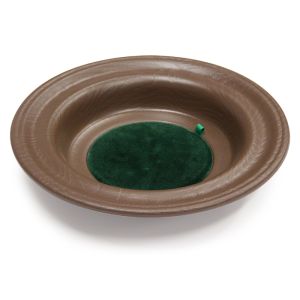 Dark Finish Offering Plate - Green Felt Center Pad