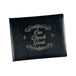 58 Page Black Leather Guest Book