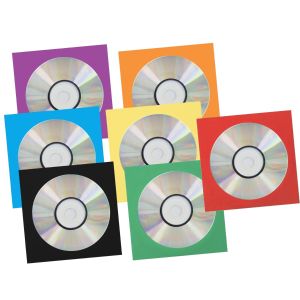 CD/DVD Paper Sleeves in Choice of 7 Colors - 100 Pack