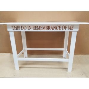 48" White Table - This Do in Remembrance GOLD lettering