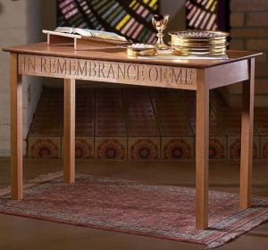 Wood Communion Table with Pecan Stain_1