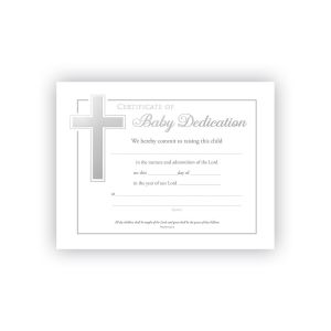 Baby Dedication Certificate - Silver Foil Embossed