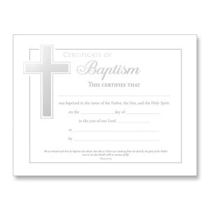 Baptism Certificate - Silver Foil Embossed