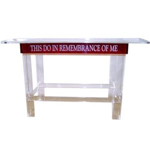 Acrylic Communion Table with Red Front - Modern, Elegant Design for Your Sanctuary