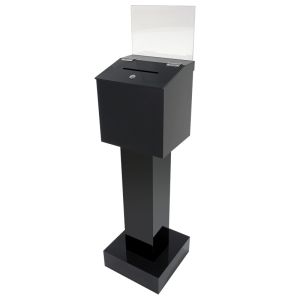 Kingdom Floor Standing Acrylic Donation, Collection / Suggestion Box with Lock - Black