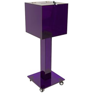 Large Acrylic Collection Box On Wheels - Purple