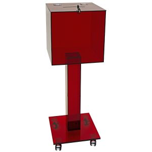 Large Acrylic Collection Box On Wheels - Red