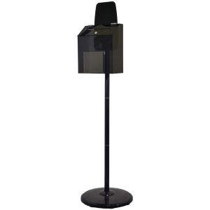 Kingdom Smoky Acrylic Collection Box on Slender Black Stand with Built-in Lock