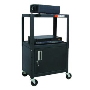 Buhl Steel Cart - Adjustable w/ Locking Security Cabinet & Electric