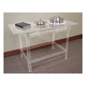 Kingdom Acrylic Personalized Communion Table Clear - A Modern Addition for Your Traditional Celebration