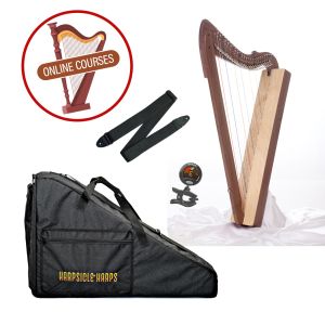 Kingdom Harp Kit Essentials and a Walnut Harp with Online Lessons