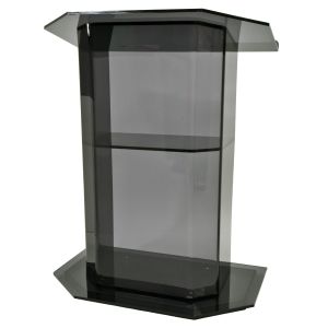 Elevate Your Sermons: Majestic Smoky Acrylic Pulpit - A Fusion of Sophistication and Functionality