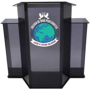 Kingdom KLL3GP Personalized Acrylic Regal Pulpit – Smoky Black