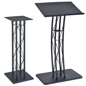 Podium with KMSTAND2 Metal Side Stand Table in Black