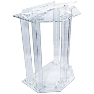 Elegant Faceted Column Style Acrylic Lectern - The Perfect Blend of Style, Durability, and Functionality for Every Presentation