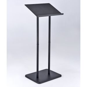 Kingdom KML14B Sturdy Black Metal Podium with Two Posts - Highly Portable