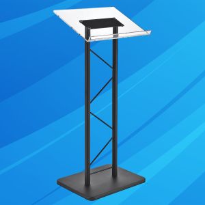 Kingdom Acrylic and Black Metal Podium, Lectern, or Pulpit