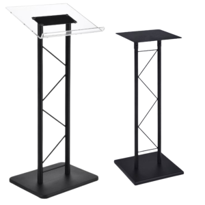 KML15TA Metal and Acrylic Podium with KMSTAND1 Metal Side Stand Table