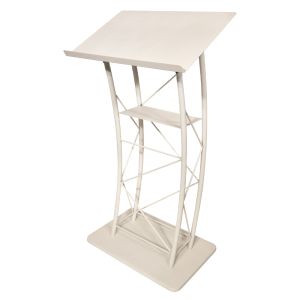 Kingdom Curved Metal Podium: The Alexander In White - Modern Appeal and Functionality in Durable Metal