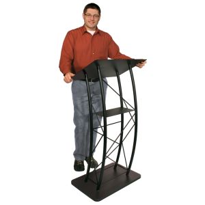 Black Curved Metal Podium