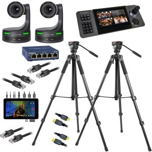 Kingdom Multi-Camera Package: HEAVY DUTY Tripods, 4K Cameras, YoloBox HD Switcher, Pro Robotic 10" Touchscreen Controller w/ Joystick