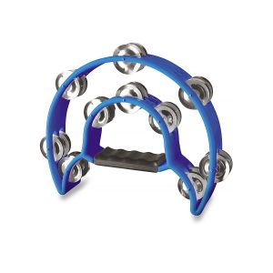 Cutaway  Tambourine 20 Jingles, Double Row, Blue