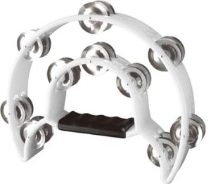 Cutaway  Tambourine 20 Jingles, Double Row, White