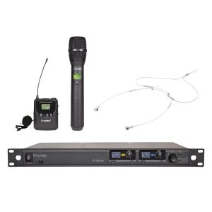 1, 000 Kingdom 1 Handheld 1 Lapel Wireless Mic System with Dual Collar Worn Microphone