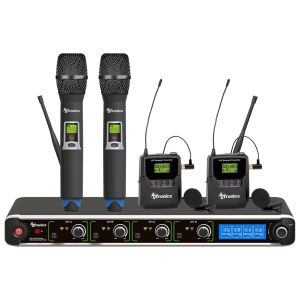 AVTronics Ultimate UHF Wireless Mic System: 200 Channels with Dual Handheld & Lapel Mics + Rack Mount Ears