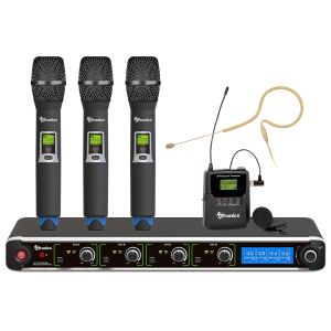 AVTronics 200-Channel Wireless Mic System: 3 Handheld,  1 Lapel & Earworn