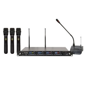 Kingdom V5 1000-Channel Microphone System with 3 Handheld and 1 Podium Microphone