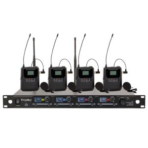 Kingdom V5 Professional Wireless Microphone System with 4 Belt Packs and Lapels