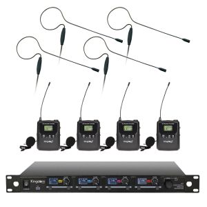 Kingdom V5 Wireless Microphone System with 4 Belt Packs and Black Earworn Microphones