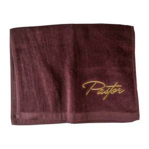 Pastor Towel Burgundy with Gold