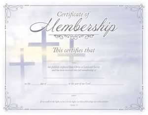 11 x 8.5 Certificate of Membership Embossed Crosses