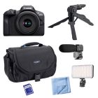 Canon EOS R100 Mirrorless Camera with 18-45mm Lens - Complete Video Podcasting Kit