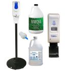 2 Hand Sanitizer Dispensers, 1 Metallic Black Stand, 2 Gallons of Sanitizer and 1 Fine Mist Spray Adapter 