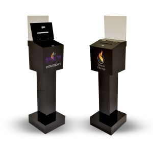 Personalized Stand Alone Lockable Donation Box - Black