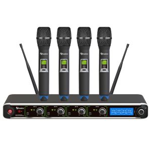 AVTronics Professional 200 Channel UHF Wireless Mic System: 4 Handhelds with Rack Mount Ears