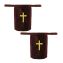 Velvet Offering Bag with Embroidered Cross - Burgundy