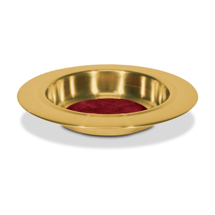 Stainless Steel Brasstone Offering Plate with Red Felt Center - 12 Inches