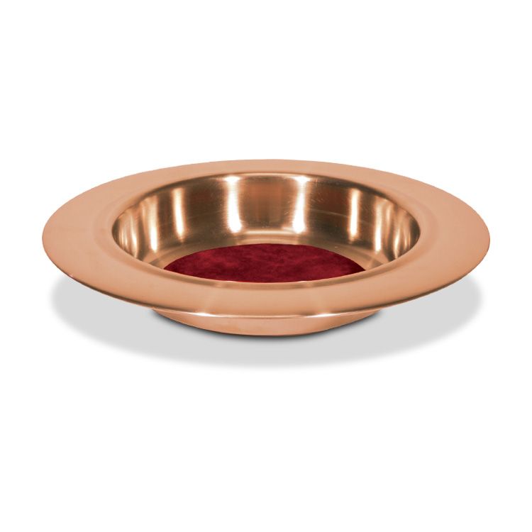 Stainless Steel Copper Plated Offering Plate with Red Felt Center 12 Inches - Elevate Your Worship Experience