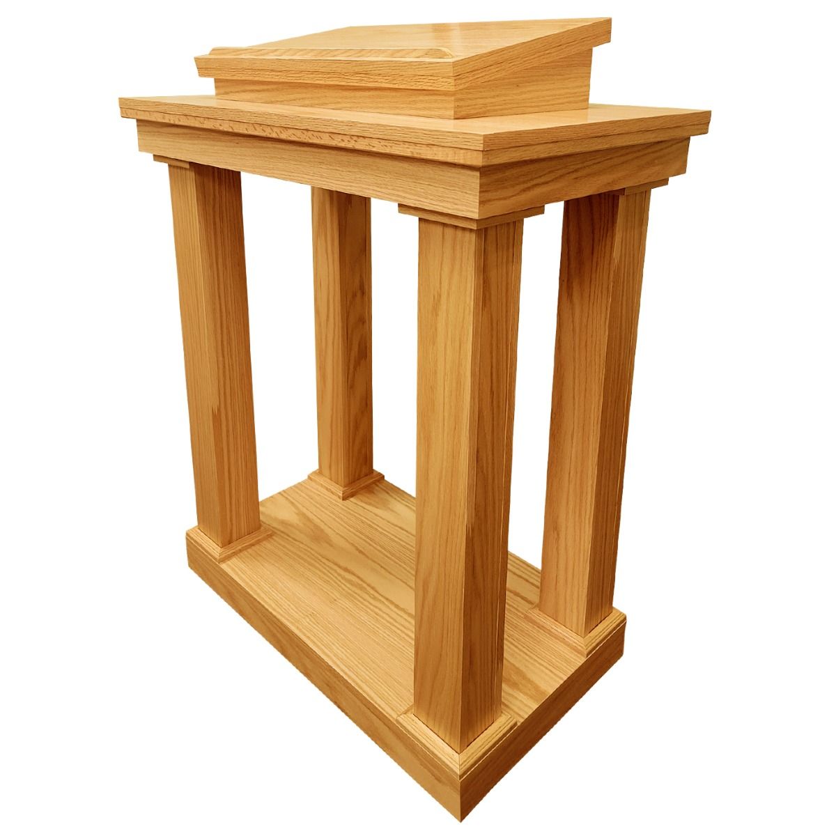 Four Column Large Wood Pulpit Medium Oak Finish