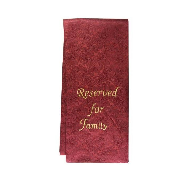 Pew Sash - Reserved for Family - Burgundy Sash