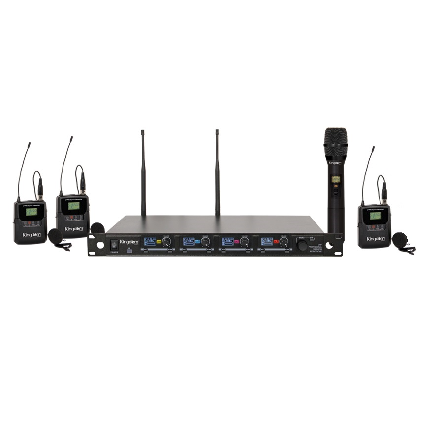 Kingdom V5 Wireless Mic System with 1 Handheld, 3 Beltpacks with Lapels