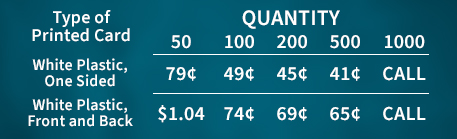 pricing card